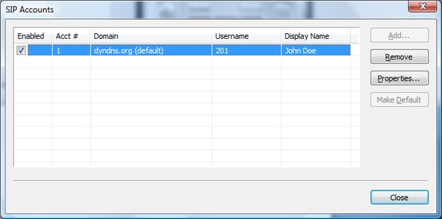 Close SIP Account Screen